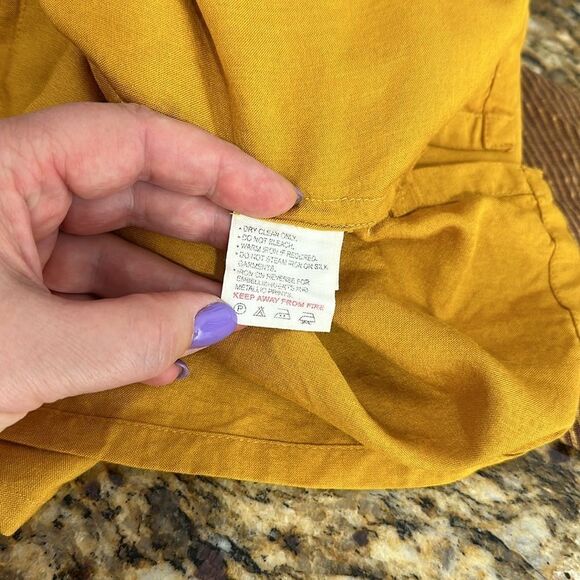 Fabindia Mustard Color Organza Sleeve Tie Neck Top Size L - Picture 6 of 9